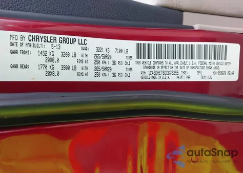 2013 Dodge Durango Citadel из США, поврежденный, VIN 1C4SDHET8DC678255